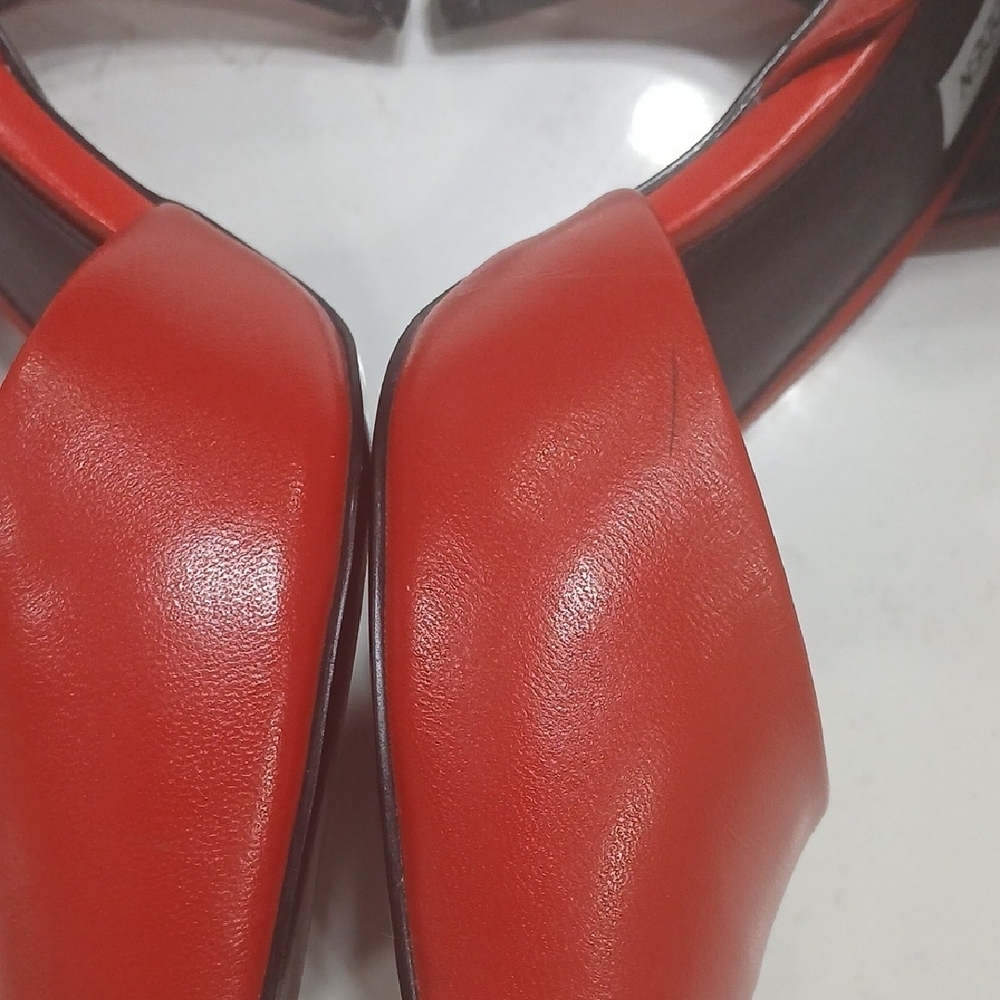 Steve Madden Red Ankle Strap Heels Sz8M Leather Upper Gentle Used - Picture 9 of 12
